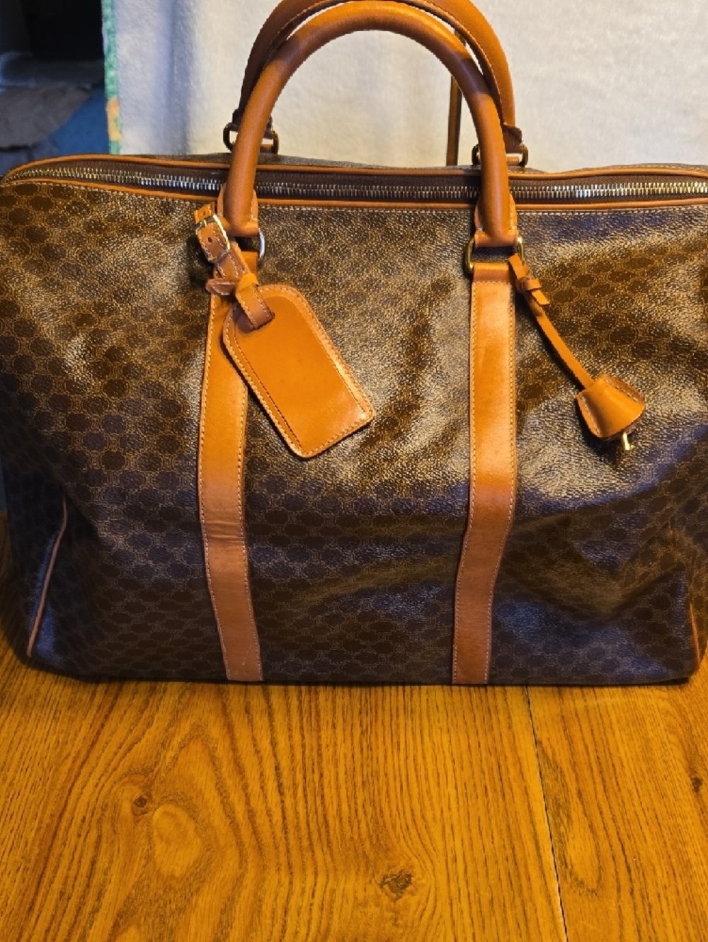 Celine Vintage Brown & Tan Coated Canvas Duffel Bag - Picture 2 of 13